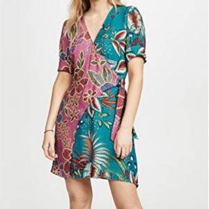 Farm Rio mixed media wrap dress